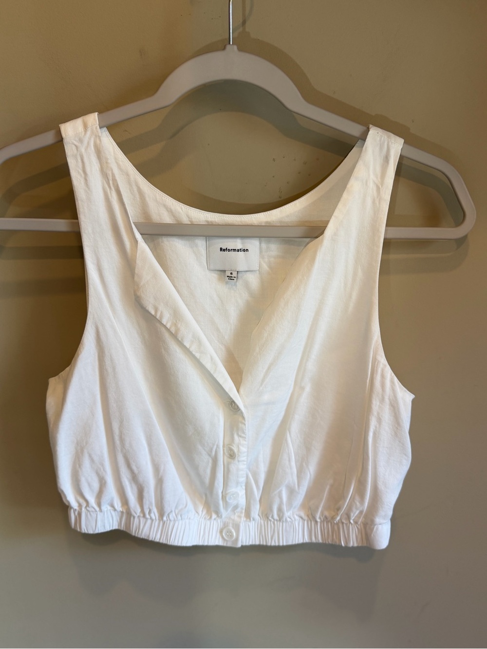 Reformation White Cropped Bodice Tank Top